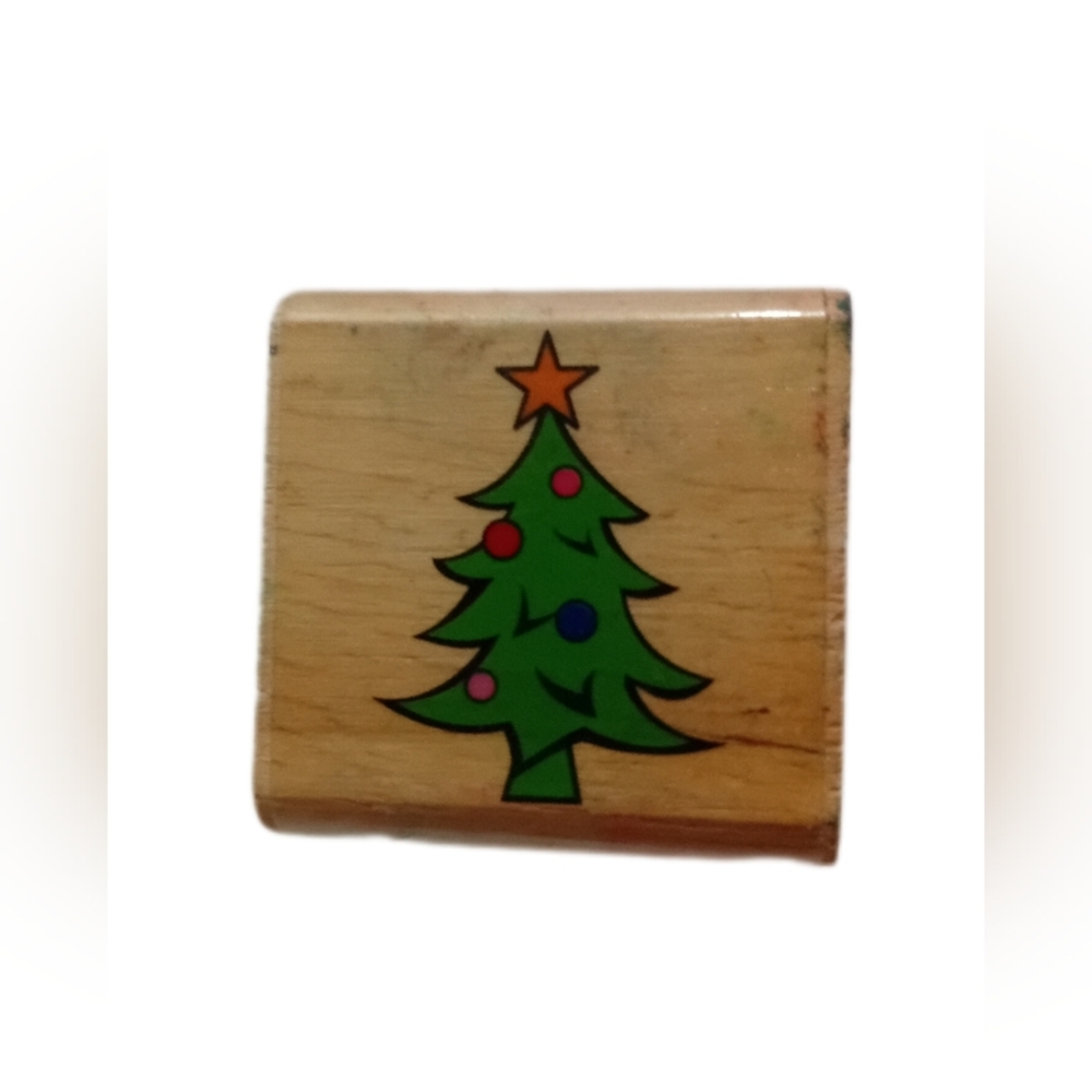 Festive Christmas Tree Wooden Stamp